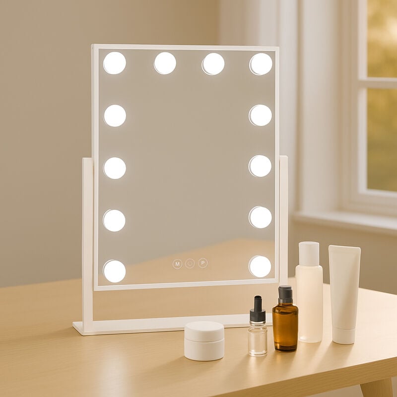 Shine meikkipeili LEDx12 valoilla 36,5x8x46,4cm valkoinen